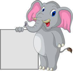 elephant cartoon with blank sign