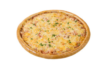 pizza with mozzarella chicken and pineapple