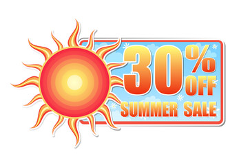 30 percentages off summer sale in label with sun