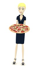 3d render of cartoon character with pizza