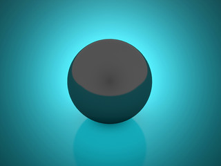 Black sphere on blue