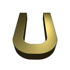 3d rendered golden font - letter U