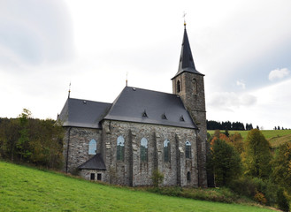 Fototapeta na wymiar kościół, wieś - Góry Złote, Czech Republik
