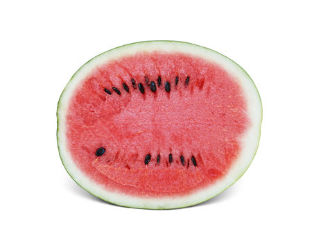 Half of ripe sweet watermelon on white background