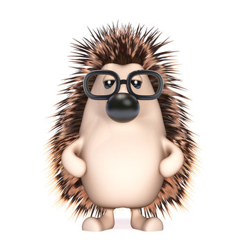 Cute hedgehog with glasses