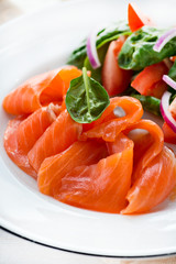 Salted salmon with fresh green salad
