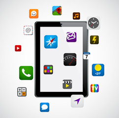 Modern tablet with apps.