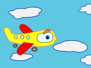 Airplane in the blue sky