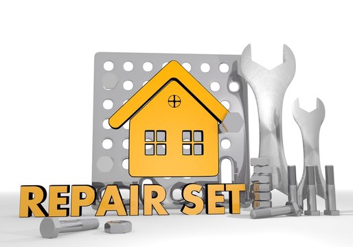 Illustration of a isolated house sign repair set