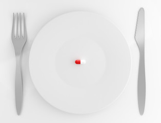 Capsule pill on plate