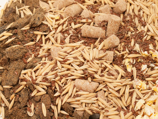 muesli for horse background. close up