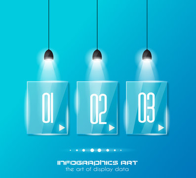 Infographic design template with glass surfaces