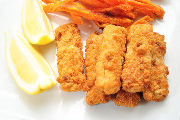 Fish Sticks with Lemon Slices on the Side