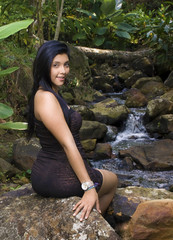 elegant woman in the creek