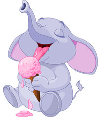 Fototapeta premium Elephant eating ice cream