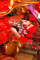 Flamenco woman with bullfighter and typical Spain Espana
