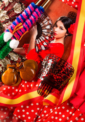 Flamenco woman with bullfighter and typical Spain Espana