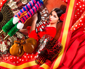 Flamenco woman with bullfighter and typical Spain Espana