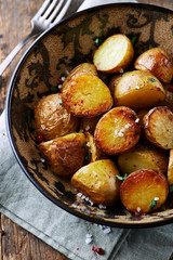 Oven-baked potatoes with sea salt