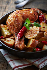 Oven-baked chicken with vegetables