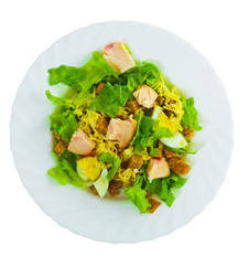 bread cheese sausage salad isolated white background clipping pa