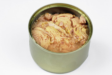 tuna in the can on the white background