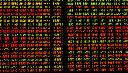 Colored ticker board on black