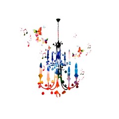 Colorful vector chandelier background with butterflies