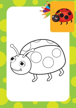Ladybug toy. Coloring page. Vector illustration