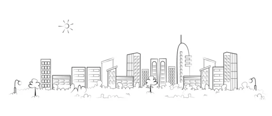Cercles muraux Doodle Ville panoramique - illustration de croquis