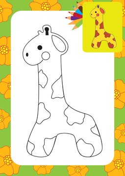 Cute giraffe toy. Coloring page