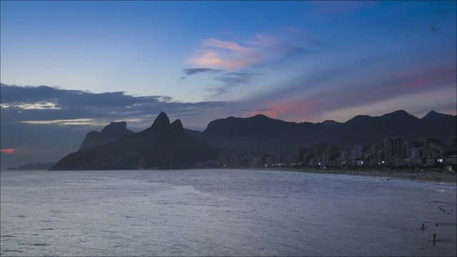 Brazil Rio sunset at Ipanema beach
