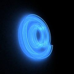 3D abstract E-mail symbol in the neon light
