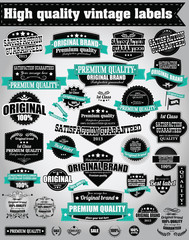 Obraz premium Set of vintage retro labels, stamps, ribbons, marks, vector