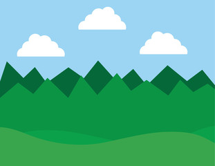 Obraz premium Forest with hills and clouds