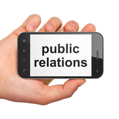 Marketing concept: Public Relations on smartphone