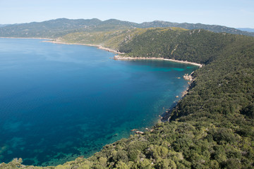 Fototapeta na wymiar Turquoise sea and nature of Corsica, France