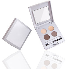 Eyeshadow palette with reflection isolated on white