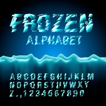 Ice Font Collection, Vector Eps10 Illustration.