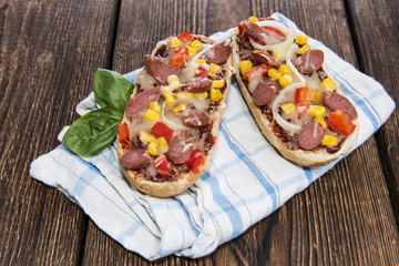 Pizza Baguette with Salami Slices