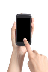 Woman hands touching a mobile phone screen