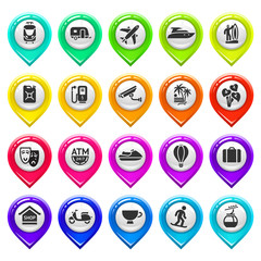 Map marker with icons-set five