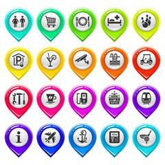 Map marker with icons-set one