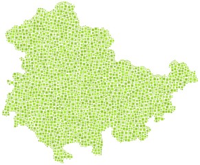 Map of Thuringia - Germany - in a mosaic of green squares