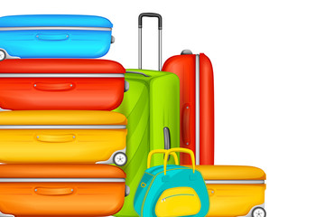 vector illustration of colorful suitcase in travel background
