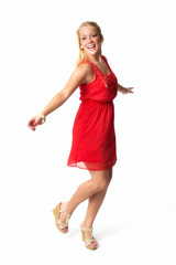 Glückliche blonde Frau