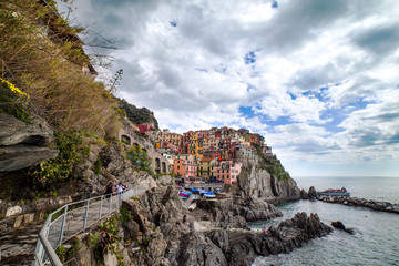 Fototapeta na wymiar Ligurian sea coast at Manarola village, Italy.