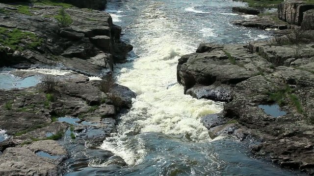 Waterfall on the River Mountain Tikich. Buki village, Ukraine