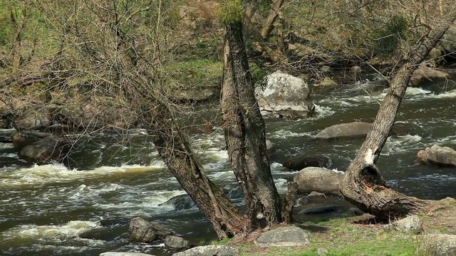 Waterfall on the River Mountain Tikich. Buki village, Ukraine