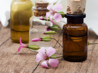 spa settings with pink flowers